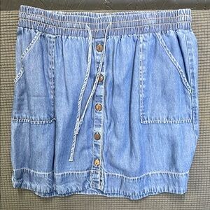 Denim Button-Front Skirt